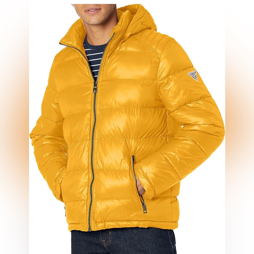 Large Yellow Guess puffer jacket